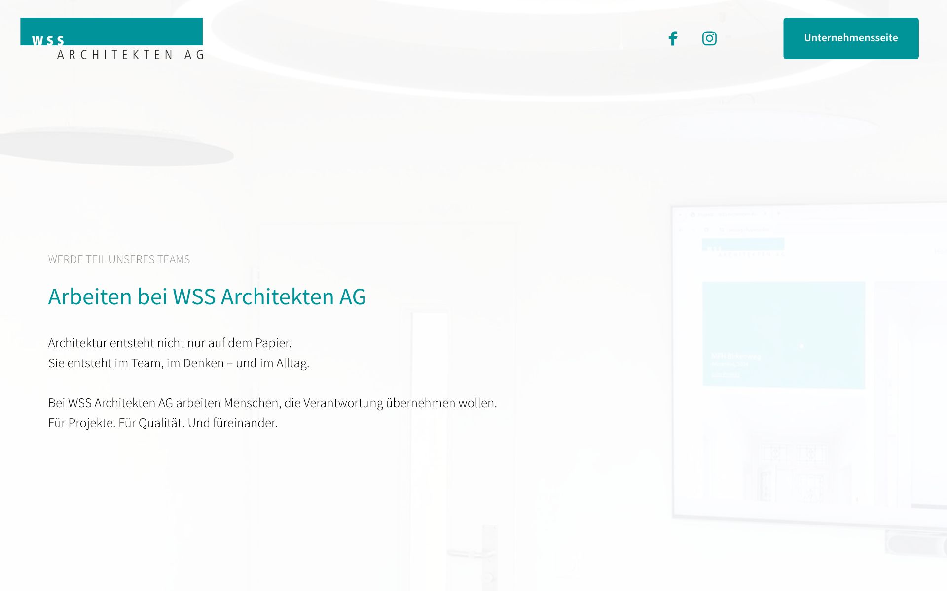 Karriereseite WSS Architekten am Computer